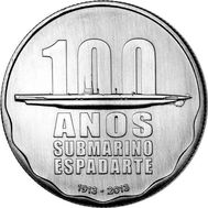  2,5 евро 2013 «100 лет первой португальской подводной лодке «Меч-рыба» Португалия, фото 1 