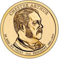  1 доллар 2012 «21-й президент Честер Артур» США (случайный монетный двор), фото 1 
