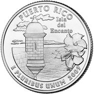 25 центов 2009 «Пуэрто-Рико» (штаты США) случайный монетный двор, фото 1 