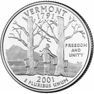 25 центов 2001 «Вермонт» (штаты США), фото 1 