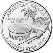  25 центов 2009 «Американское Самоа» (штаты США) случайный монетный двор, фото 1 