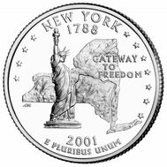  25 центов 2001 «Нью-Йорк» (штаты США) случайный монетный двор, фото 1 