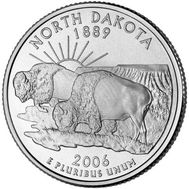  25 центов 2006 «Северная Дакота» (штаты США) случайный монетный двор, фото 1 