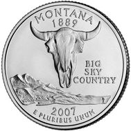  25 центов 2007 «Монтана» (штаты США) случайный монетный двор, фото 1 