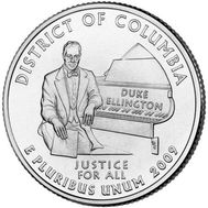  25 центов 2009 «Округ Колумбия» (штаты США) случайный монетный двор, фото 1 