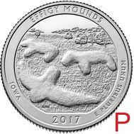  25 центов 2017 «Эффиджи-Маундз» (36-й нац. парк США) P, фото 1 