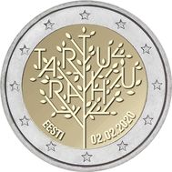  2 евро 2020 «100-летие Тартуского мирного договора» Эстония, фото 1 