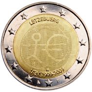  2 евро 2009 «10 лет Экономическому и валютному союзу» Люксембург, фото 1 