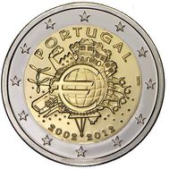 2 евро 2012 «10 лет наличному обращению евро» Португалия, фото 1 