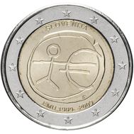  2 евро 2009 «10 лет Экономическому и валютному союзу» Словения, фото 1 