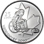  25 центов 2007 «Кёрлинг на колясках. XXI Олимпийские игры 2010 в Ванкувере» Канада, фото 1 