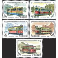  1996. 274-278. История отечественного трамвая. 5 марок, фото 1 