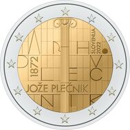 2 евро 2022 «150 лет со дня рождения архитектора Йоже Плечника» Словения, фото 1 