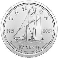  10 центов 2021 «100 лет шхуне «Синеносая» Канада (регулярный чекан), фото 1 