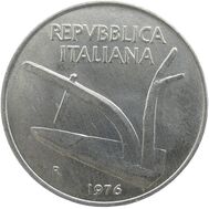  10 лир 1976 Италия, фото 1 