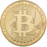  Монета Биткоин позолота, фото 1 