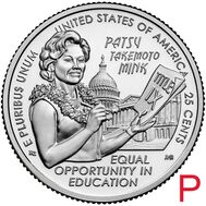  25 центов 2024 «Пэтси Такемото» (Выдающиеся женщины США) P, фото 1 