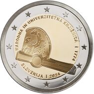  2 евро 2024 «250 лет Национальной и университетской библиотеке» Словения, фото 1 