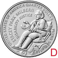  25 центов 2025 «Стейси Парк Милберн» (Выдающиеся женщины США) D, фото 1 