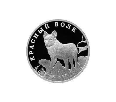  Серебряная монета 1 рубль 2005 «Красный волк», фото 1 