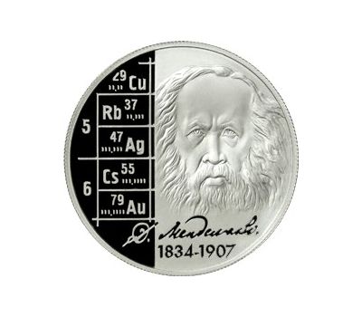  Серебряная монета 2 рубля 2009 «Учёный-энциклопедист Д.И. Менделеев - 175 лет со дня рождения», фото 1 