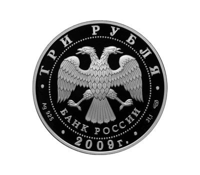  Серебряная монета 3 рубля 2009 «Покровский собор, г. Воронеж», фото 2 