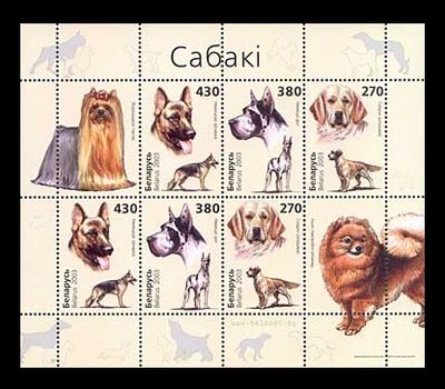  Почтовый блок «Фауна. Собаки» Беларусь, 2003, фото 1 