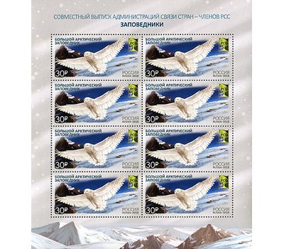  Лист с марками «Совместный выпуск Администраций связи стран - членов РСС. Заповедники» Россия, 2018, фото 1 