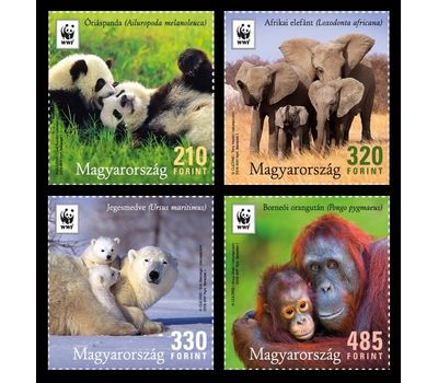  4 почтовые марки «WWF. Знаменитые животные Земли» Венгрия 2018, фото 1 