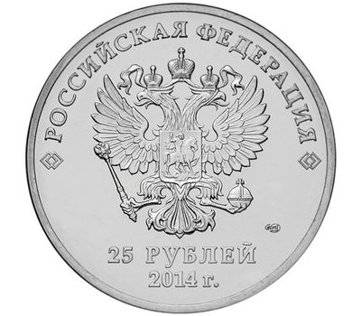 Монета 25 рублей 2014 «Олимпиада в Сочи — Факел, эстафета Олимпийского огня» в блистере, фото 2 