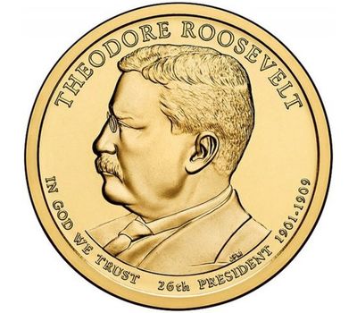  Монета 1 доллар 2013 «26-й президент Теодор Рузвельт» США (случайный монетный двор), фото 1 