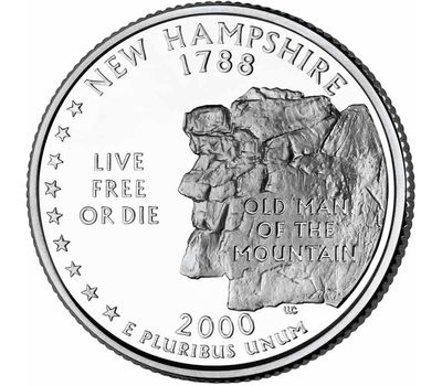 Монета 25 центов 2000 «Нью-Гемпшир» (штаты США) случайный монетный двор, фото 1 