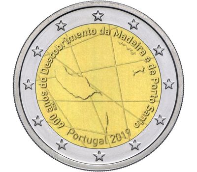  Монета 2 евро 2019 «600 лет открытия островов Мадейра и Порту-Санту» Португалия, фото 1 