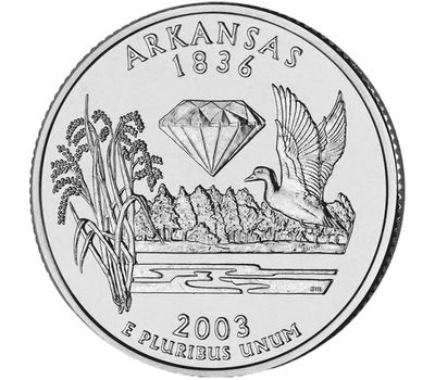  Монета 25 центов 2003 «Арканзас» (штаты США) случайный монетный двор, фото 1 