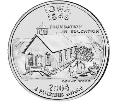  Монета 25 центов 2004 «Айова» (штаты США) случайный монетный двор, фото 1 