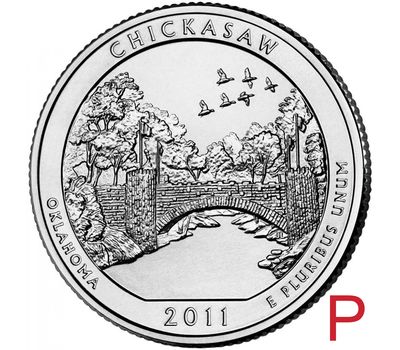  Монета 25 центов 2011 «Рекреационная зона Чикасо» (10-й нац. парк США) P, фото 1 
