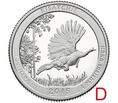  Монета 25 центов 2015 «Национальный лесной заповедник Кисатчи» (27-й нац. парк США) D, фото 1 