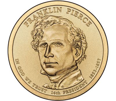  Монета 1 доллар 2010 «14-й президент Франклин Пирс» США (случайный монетный двор), фото 1 
