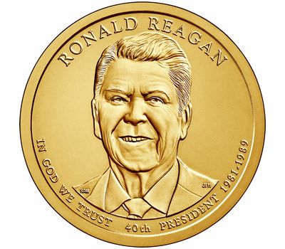 Монета 1 доллар 2016 «40-й президент Рональд У. Рейган» США (случайный монетный двор), фото 1 