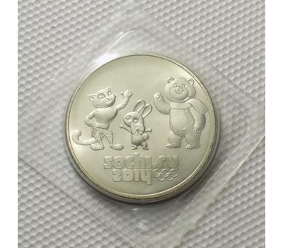  Монета 25 рублей 2014 «Олимпиада в Сочи — Талисманы» в блистере, фото 3 