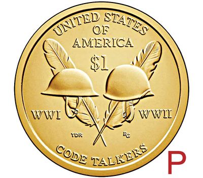  Монета 1 доллар 2016 «Радисты-шифровальщики Первой и Второй мировых войн» США P (Сакагавея), фото 1 