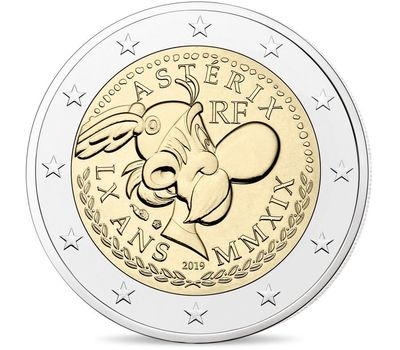  Монета 2 евро 2019 «60 лет Астериксу» Франция (в блистере), фото 1 