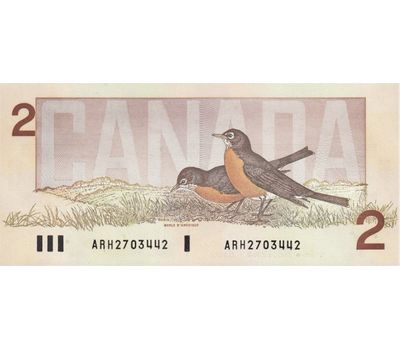  Банкнота 2 доллара 1986 Канада Пресс, фото 2 