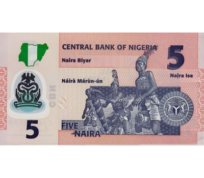  Банкнота 5 найра 2019 Нигерия Пресс, фото 2 
