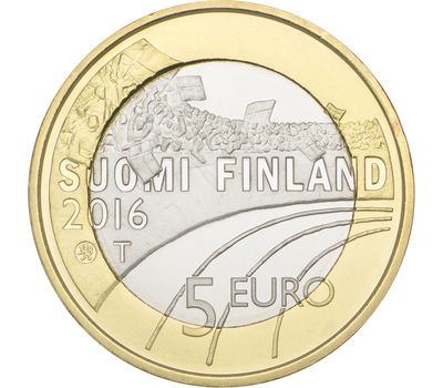  Монета 5 евро 2016 «Футбол» Финляндия, фото 2 