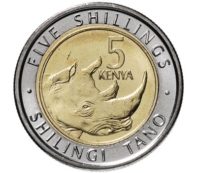  Монета 5 шиллингов 2018 «Носорог» Кения, фото 1 