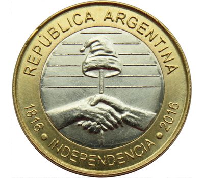  Монета 2 песо 2016 «200 летие Независимости» Аргентина, фото 1 