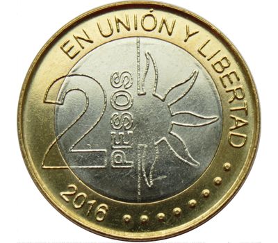  Монета 2 песо 2016 «200 летие Независимости» Аргентина, фото 2 
