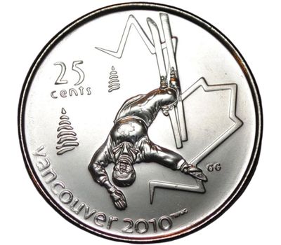  Монета 25 центов 2008 «Фристайл. XXI Олимпийские игры 2010 в Ванкувере» Канада, фото 1 