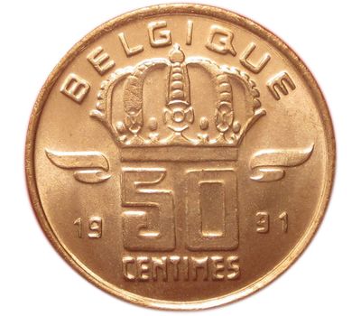  Монета 50 сантимов 1991 Бельгия, фото 2 
